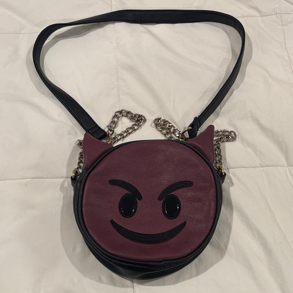 Olivia Miller Black and Burgundy Emoji Crossbody Bag